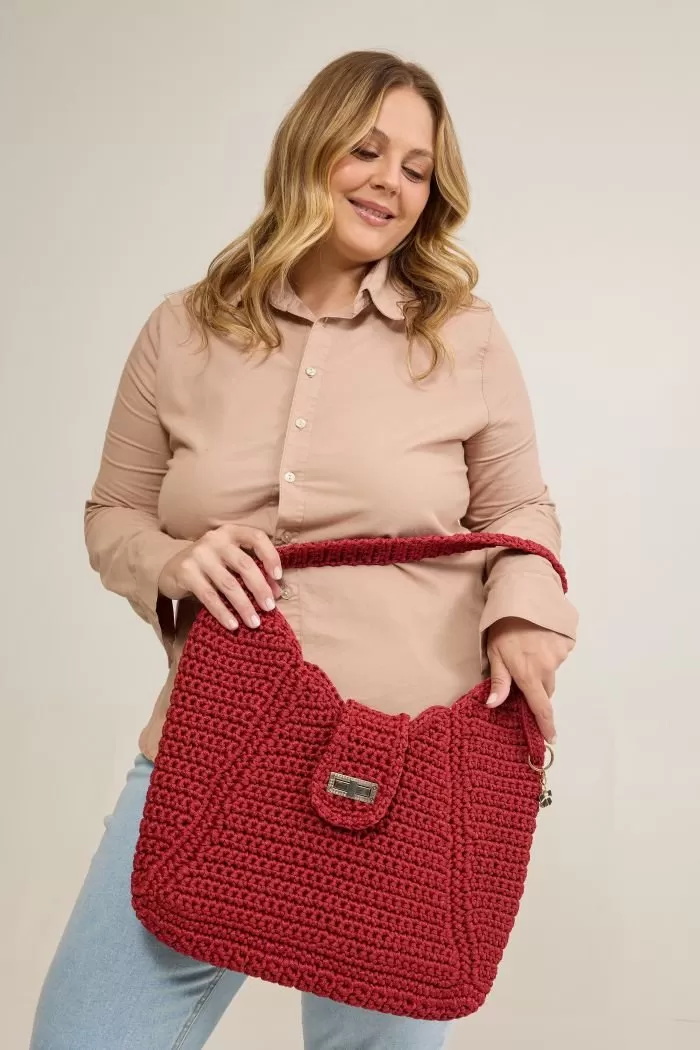 Bolsa Marsala de Crochê com Fio Náutico — vista completa