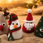 Coleção de Natal em Amigurumi – Rena, Noel, Árvore e Boneco de Neve