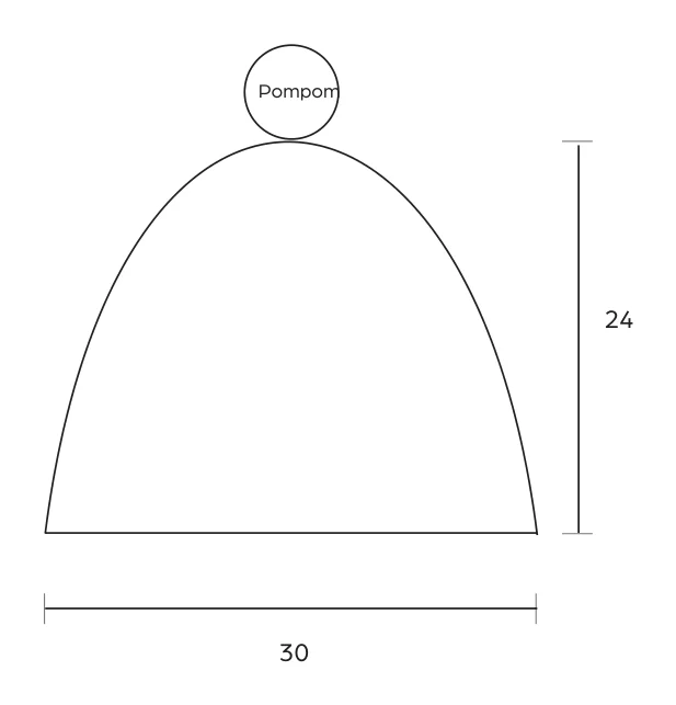 Gráfico do Gorro Anoitecer – esquema de medidas e diagrama de pontos