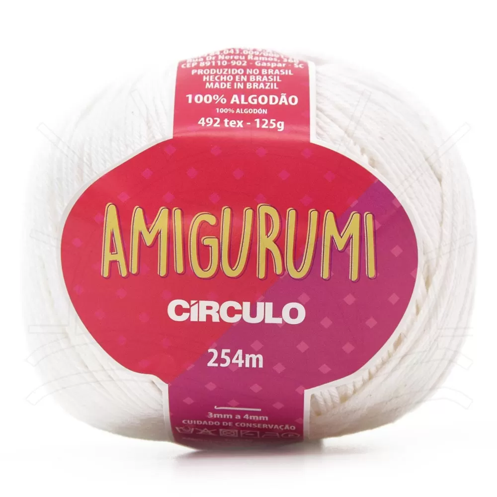 Novelo do Fio Amigurumi Círculo 125g, 100% algodão mercerizado, 254m, TEX 492
