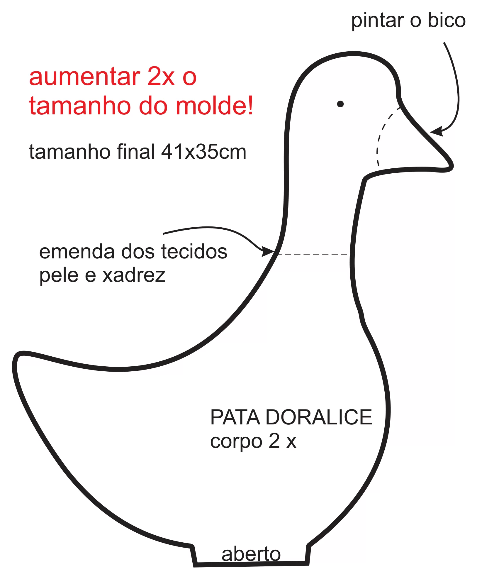 Molde da Pata Doralice – Página 1: corpo e cabeça