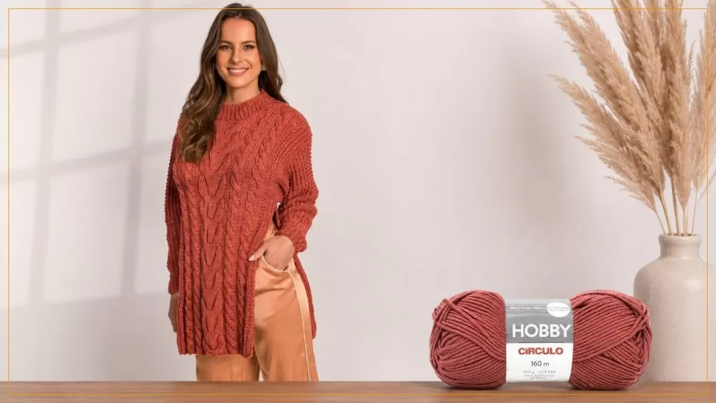 Túnica de Tricô com Ponto Fantasia e Fio Hobby Círculo