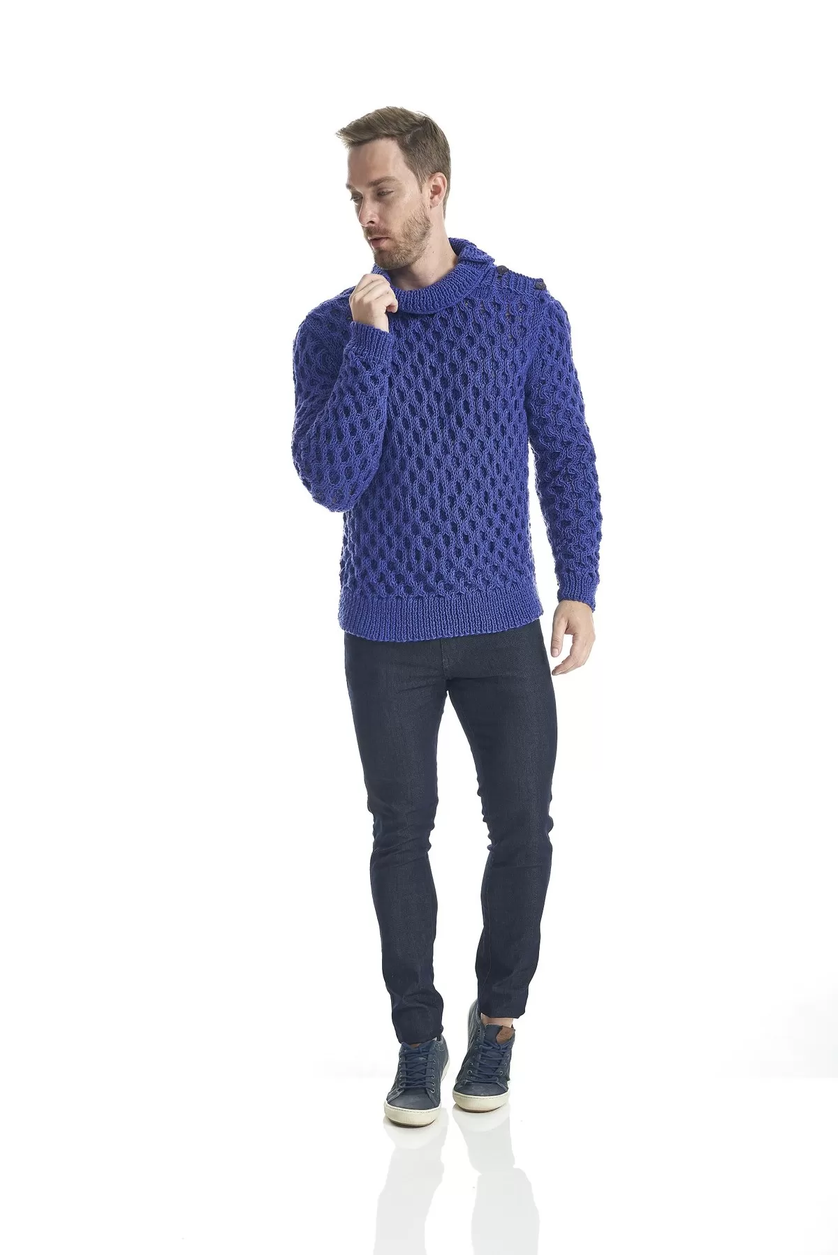 Blusa Ártico de tricô azul, vista de costas
