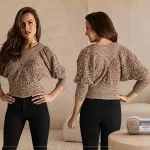 Blusa Dourada de crochê com Fio Precioso Círculo