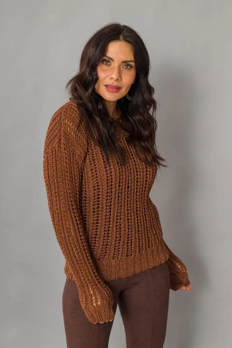 Blusa Mona de tricô com Fio Precioso Círculo