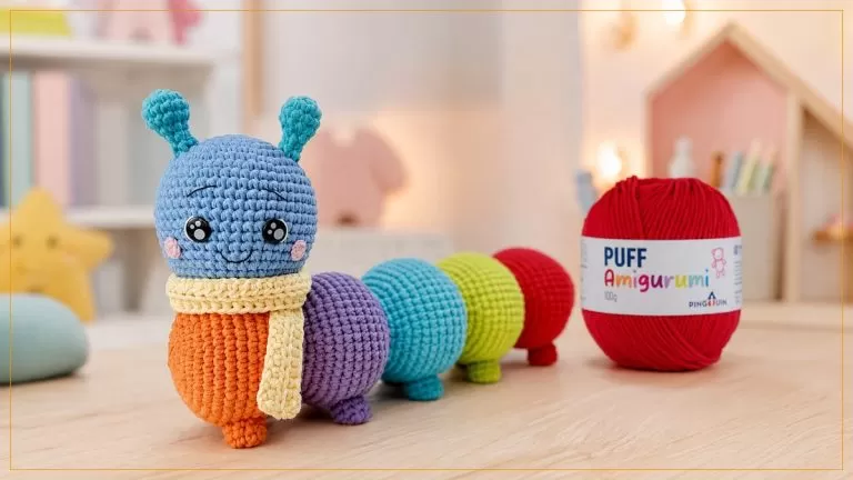 Amigurumi Centopéia Colore em crochê com o Fio Puff Amigurumi Pingouin