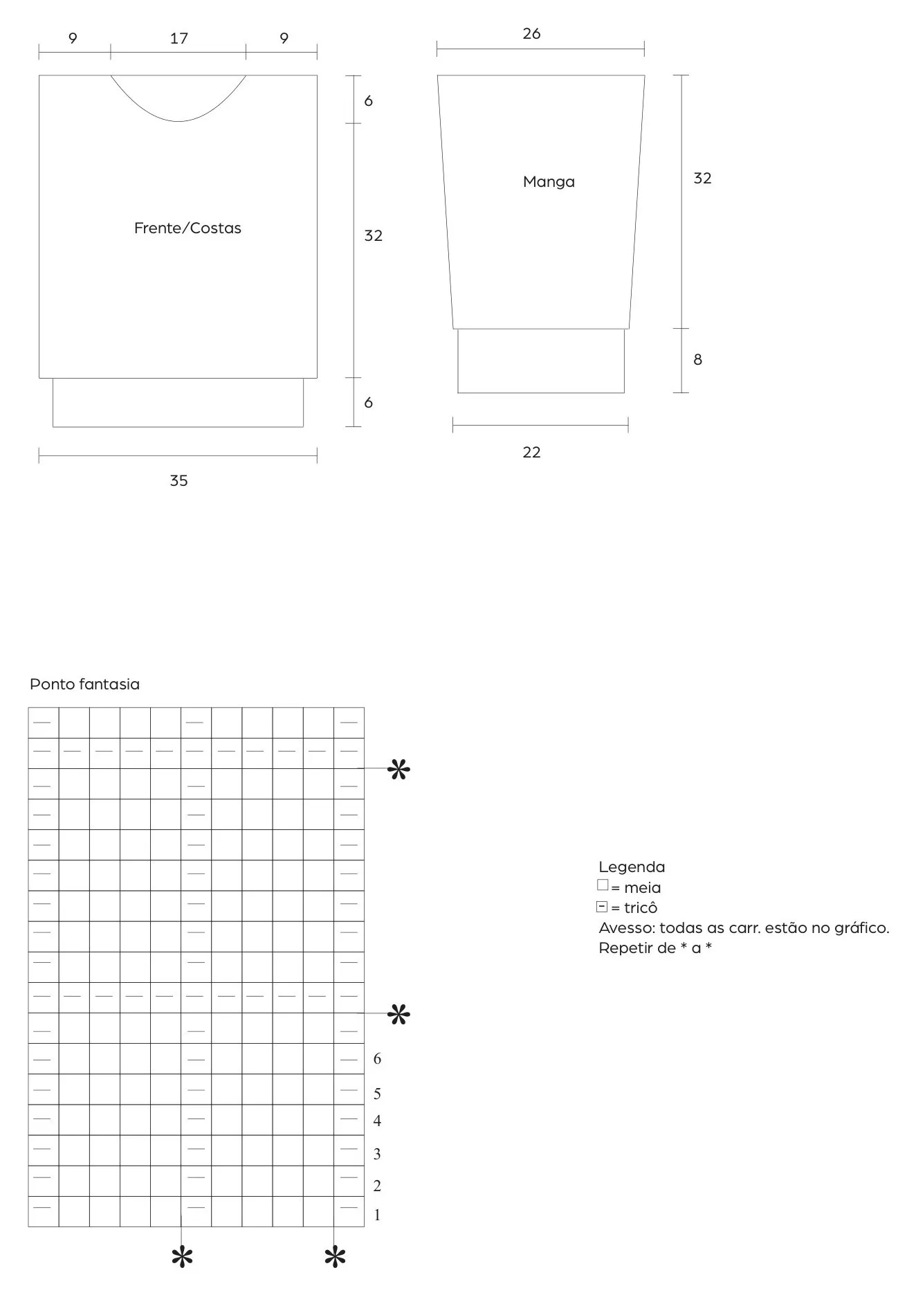 Gráfico do ponto fantasia da Blusa Folclore em Fio Print Baby