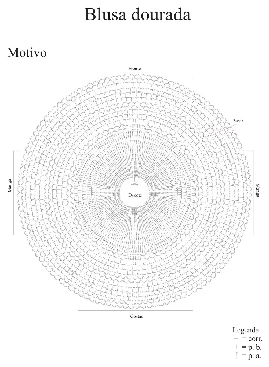 Gráfico do motivo da Blusa Dourada de crochê